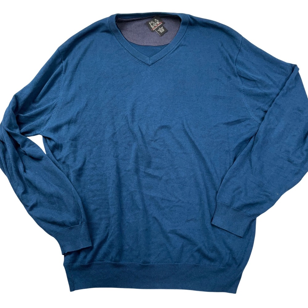 Jos A Bank Signature Sweater Men Large Peacock Blue Silk Pullover‎ Normcore